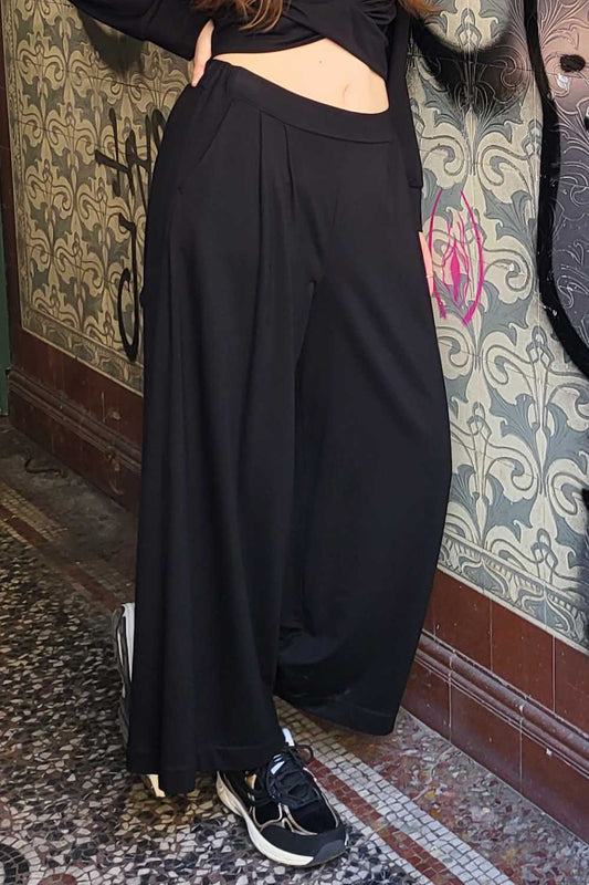 Hosenrock BUNDFALTEN Bambus-Viskosejersey schwarz