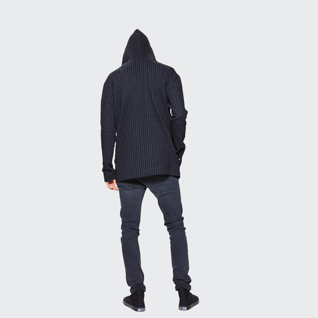Hoodie LONG Stepp schwarz/grau
