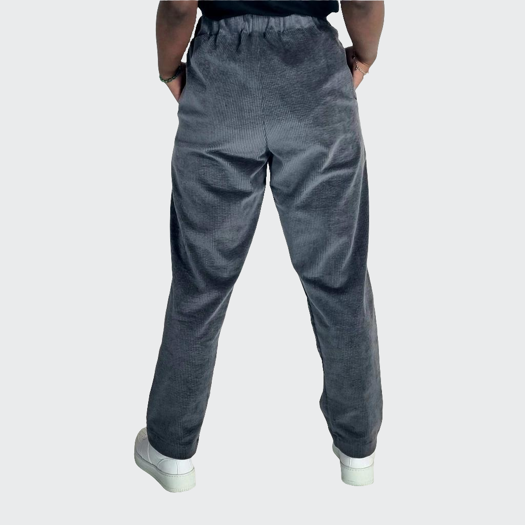 Hose BUNDFALTEN HIGH WAIST Cord mittelgrau