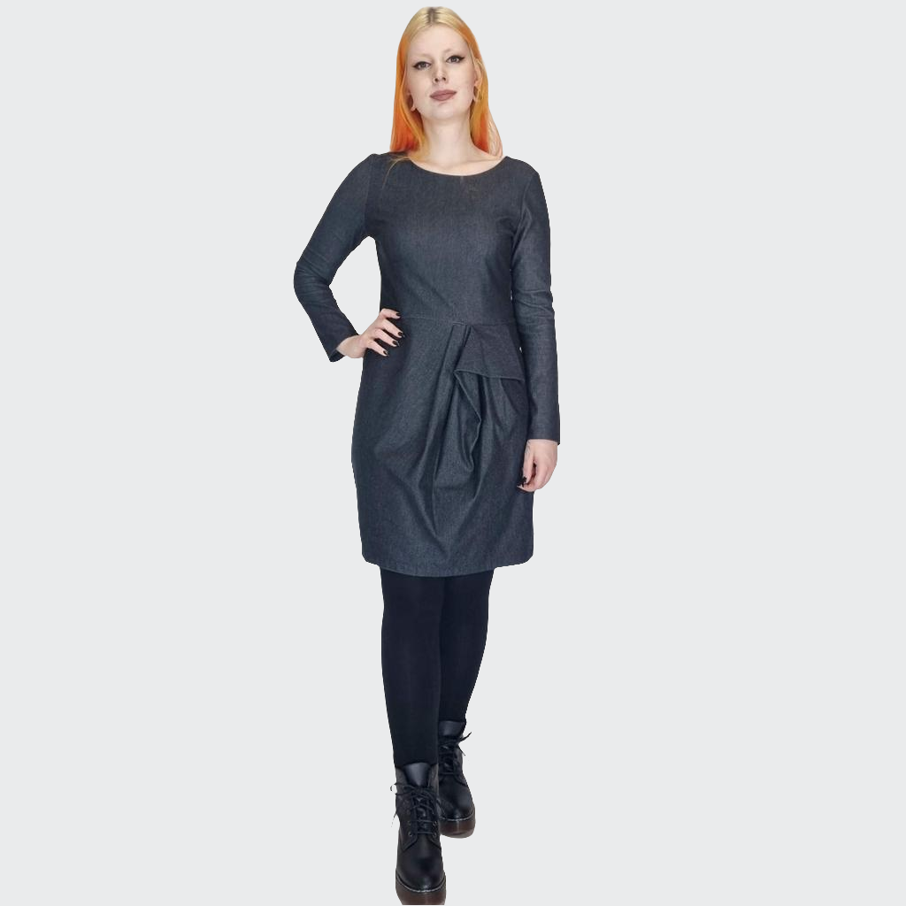 Kleid DRAPE Denim Stretch schwarz