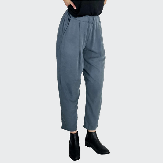 Hose BUNDFALTEN HIGH WAIST Tencel™ grau