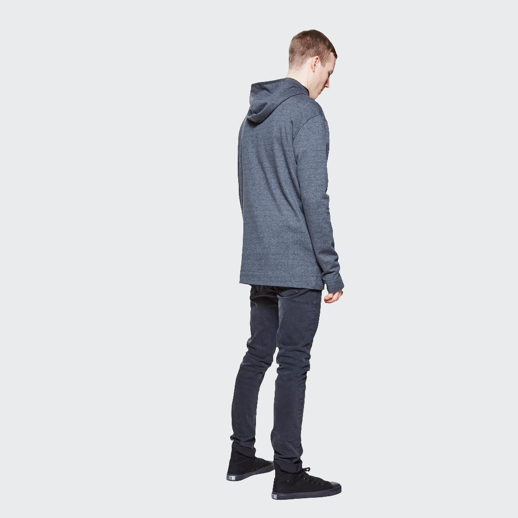 Hoodie LONG Struktur dunkelgrau/schwarz