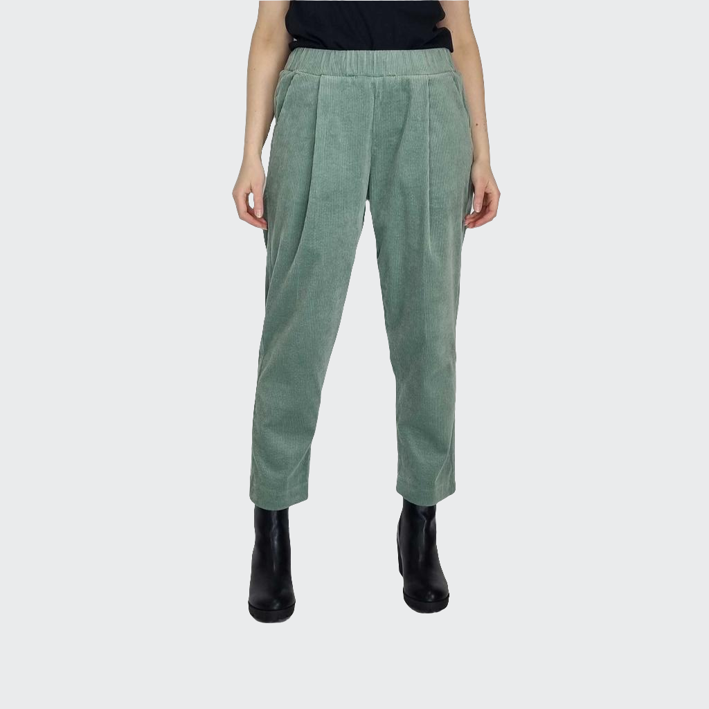 Hose BUNDFALTEN HIGH WAIST Cord mint