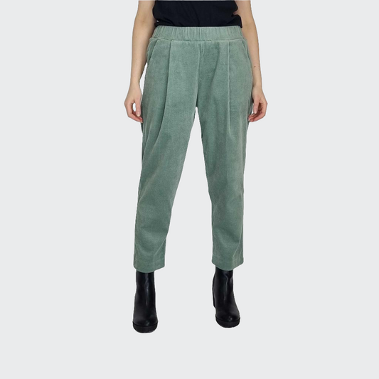 Hose BUNDFALTEN HIGH WAIST Cord mint