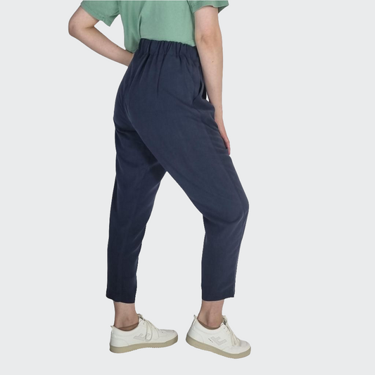 Hose BUNDFALTEN HIGH WAIST Tencel™ dunkelblau