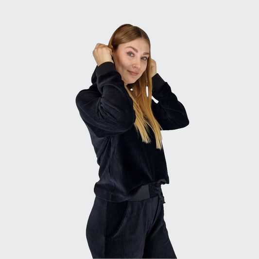 Hoodie BOXY Nickicord schwarz