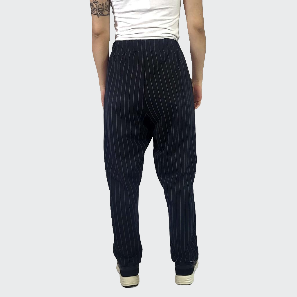 Hose BUNDFALTEN HIGH WAIST Nadelstreifen schwarz/weiß