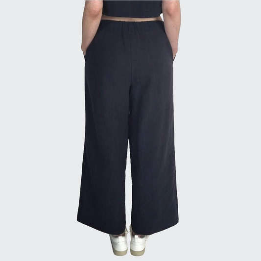 Hose WIDE Leinen schwarz