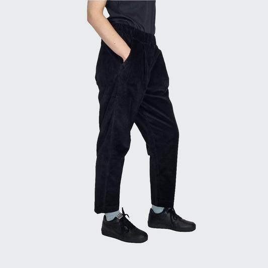 Hose BUNDFALTEN HIGH WAIST Cord schwarz