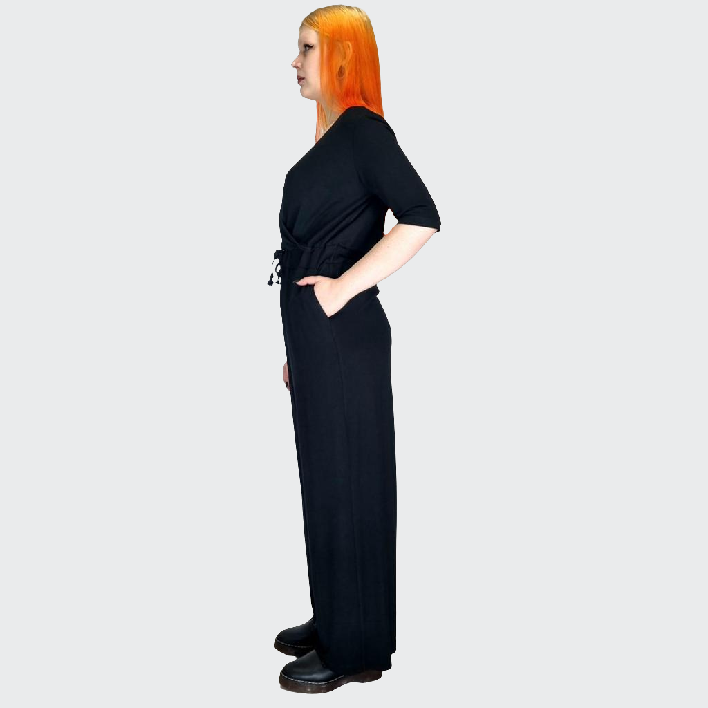 Jumpsuit WIDE Bambus-Viskosejersey Jersey schwarz