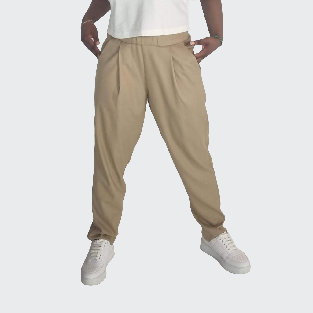 Hose BUNDFALTEN HIGH WAIST Bambusviskose camel