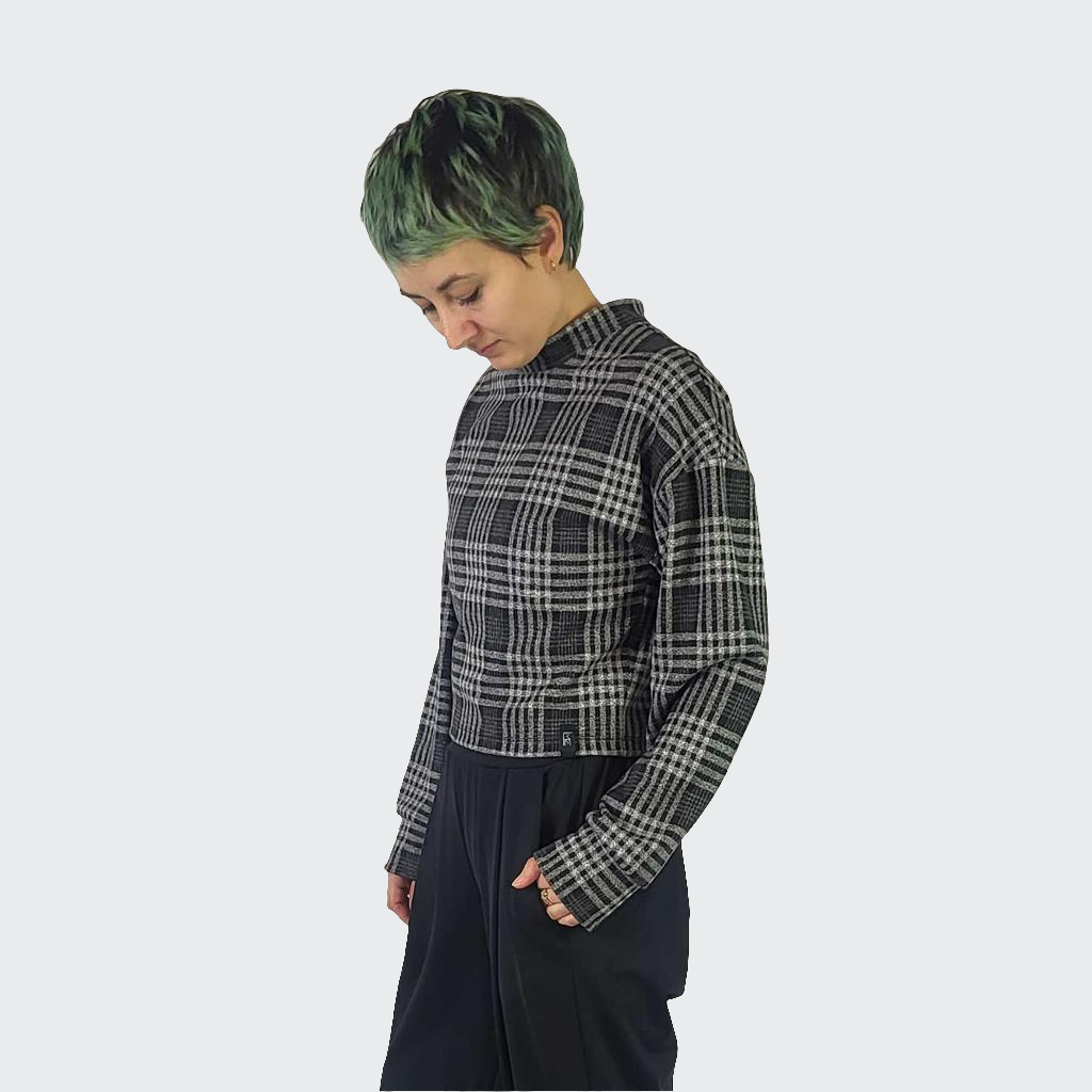 Pullover WIDE SLEEVES Strick schwarz/grau