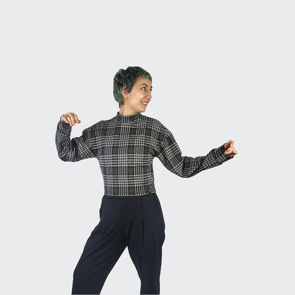 Pullover WIDE SLEEVES Strick schwarz/grau