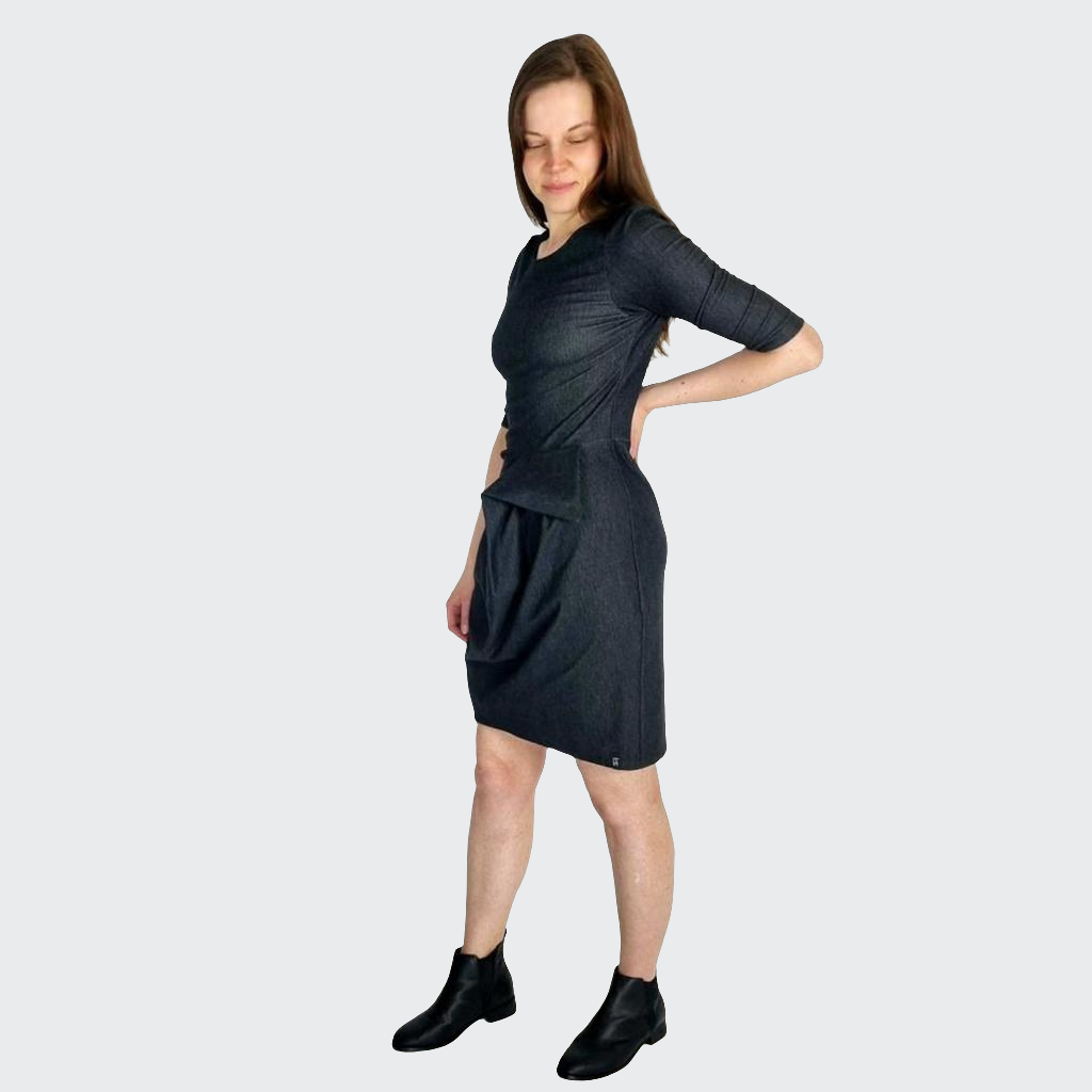 Kleid DRAPE Denim Stretch schwarz