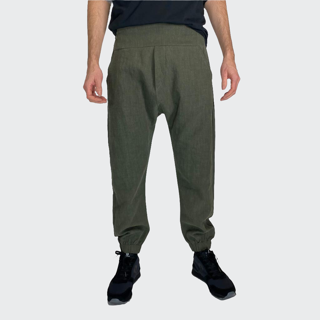 Hose BAGGY Leinen oliv