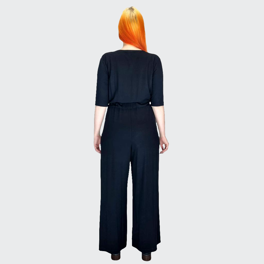 Jumpsuit WIDE Bambus-Viskosejersey Jersey schwarz