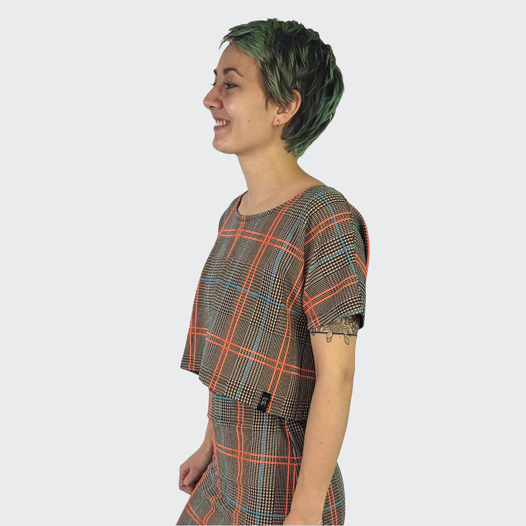 Shirt CROPPED Karo orange/bunt