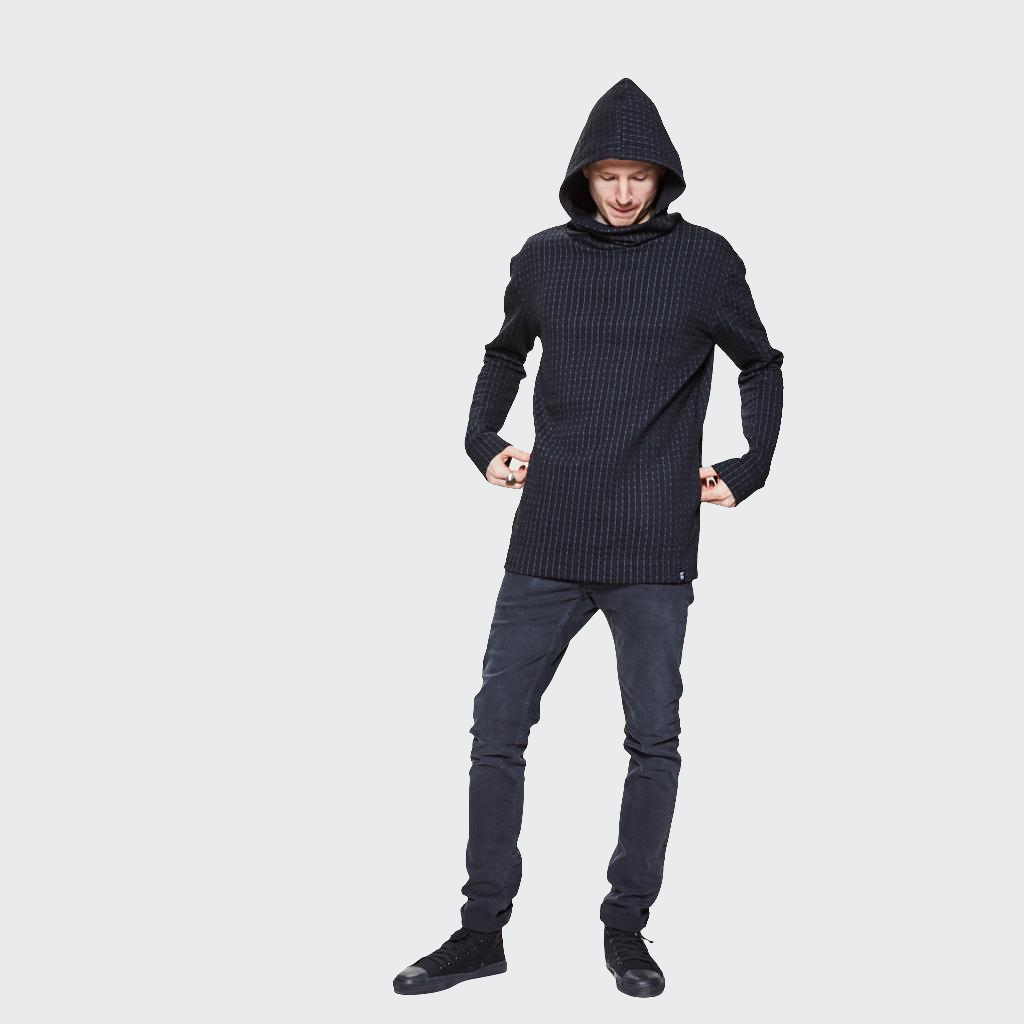 Hoodie LONG Stepp schwarz/grau