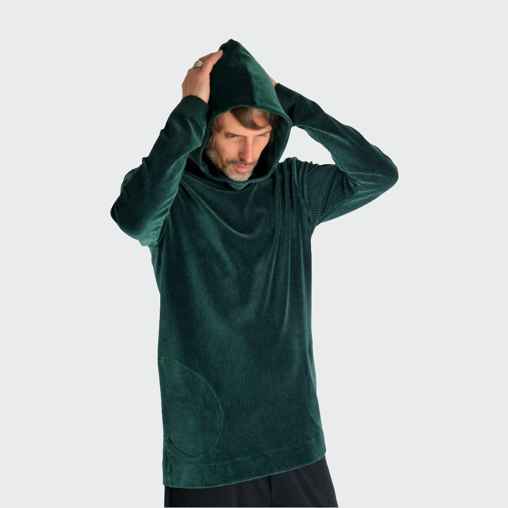 Hoodie LONG Nickicord grün