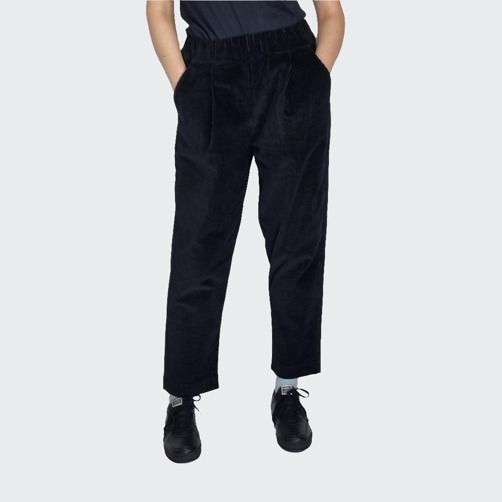 Hose BUNDFALTEN HIGH WAIST Cord schwarz
