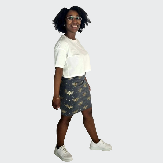 Minirock BIENEN dunkelgrau/gold