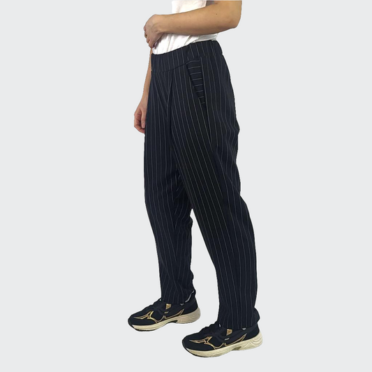 Hose BUNDFALTEN HIGH WAIST Nadelstreifen schwarz/weiß