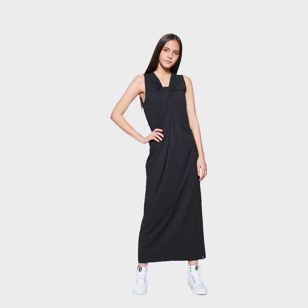 Kleid KNOTEN lang Jersey schwarz