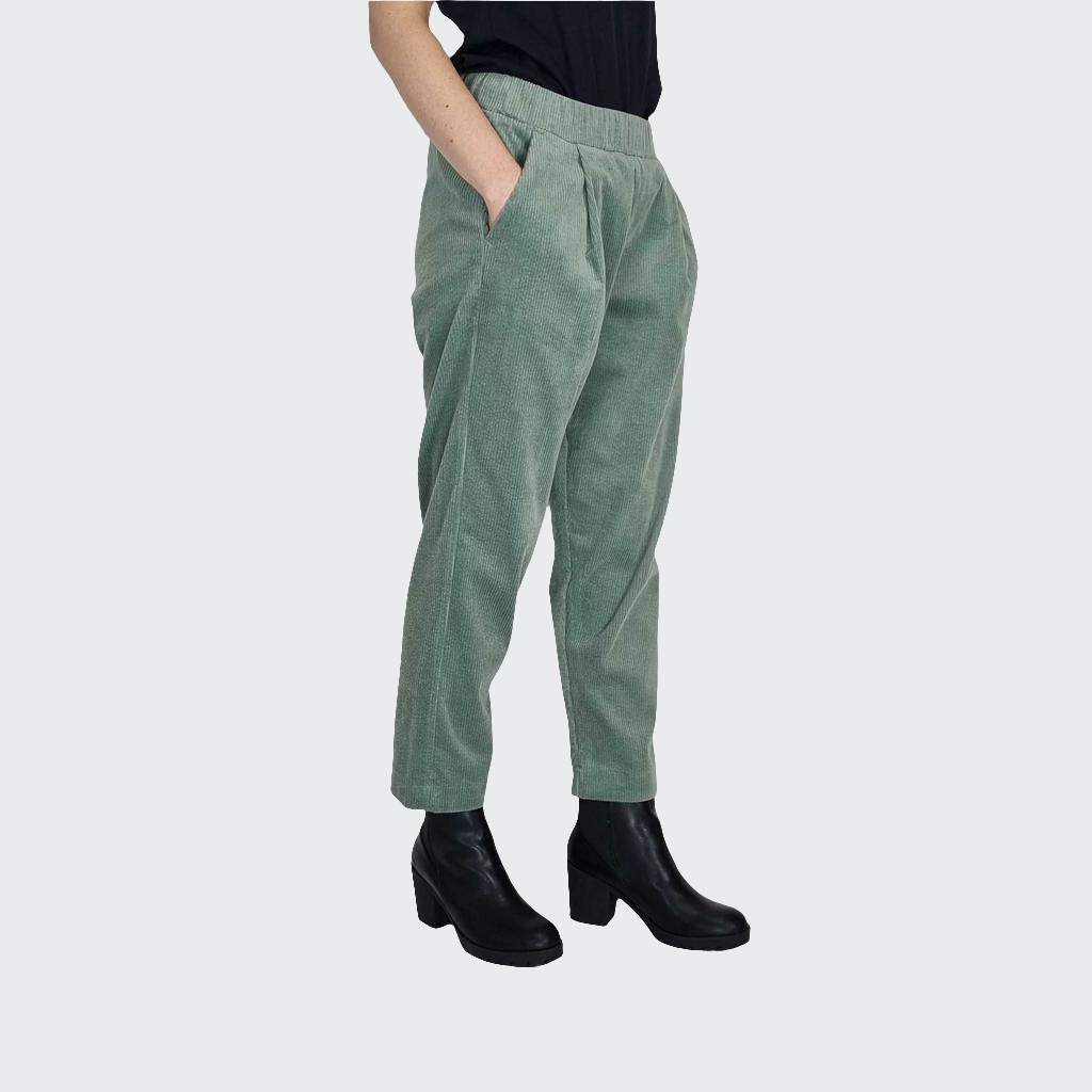 Hose BUNDFALTEN HIGH WAIST Cord mint