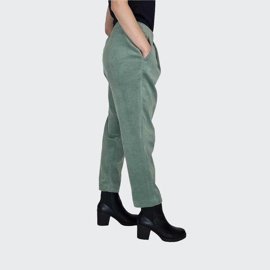 Hose BUNDFALTEN HIGH WAIST Cord mint