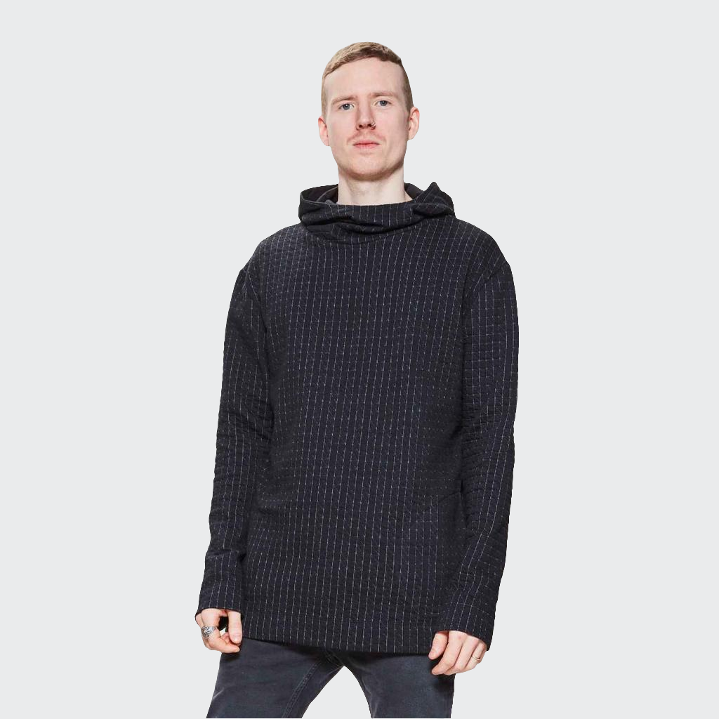 Hoodie LONG Stepp schwarz/grau