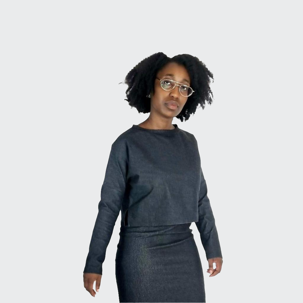 Pullover CROPPED Denim Stretch black