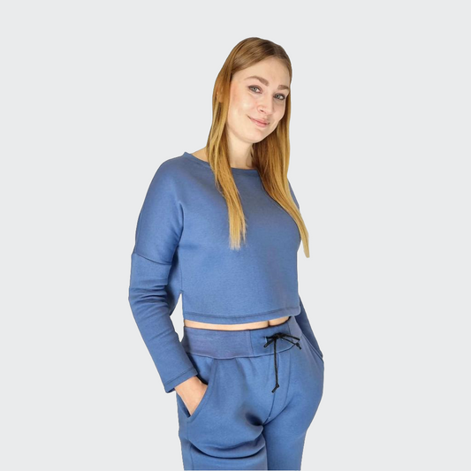 Pullover CROPPED Heavy Sweat blau