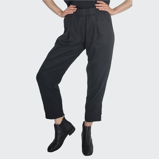 Hose BUNDFALTEN HIGH WAIST Tencel™ schwarz