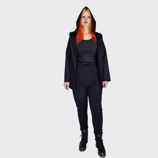 Kapuzenmantel kurz SWEAT schwarz