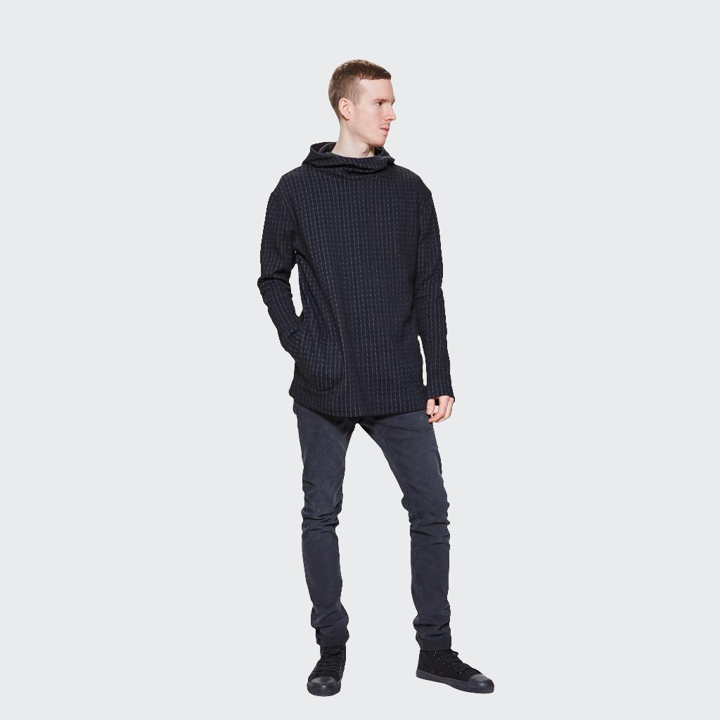 Hoodie LONG Stepp schwarz/grau