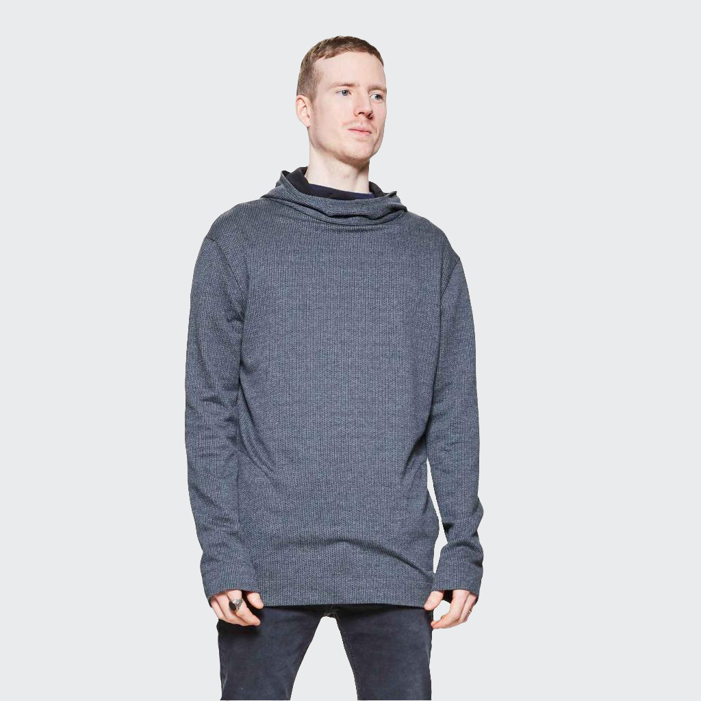 Hoodie LONG Struktur dunkelgrau/schwarz