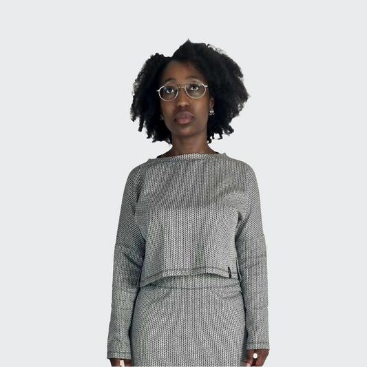 Pullover CROPPED Struktur hellgrau