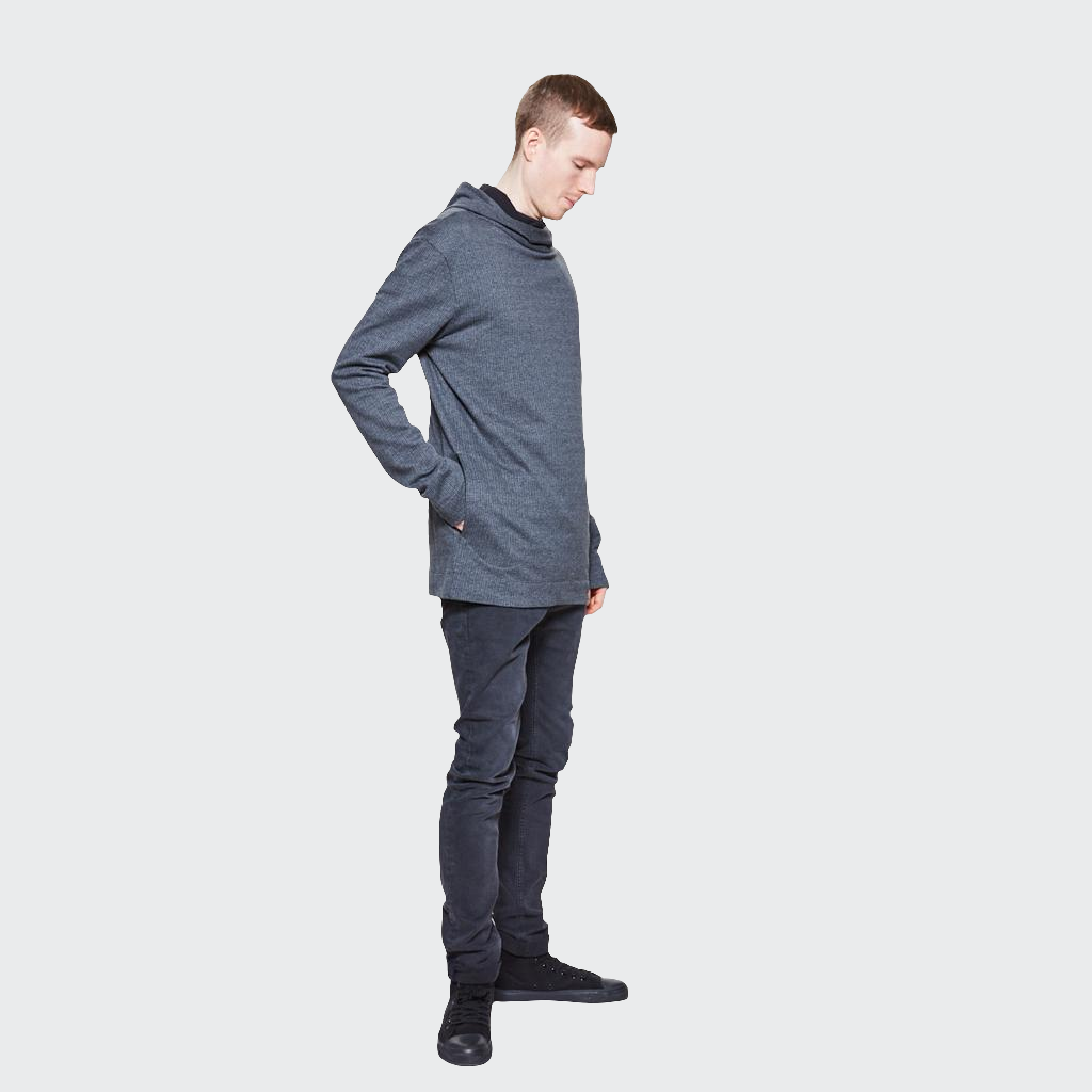 Hoodie LONG Struktur dunkelgrau/schwarz