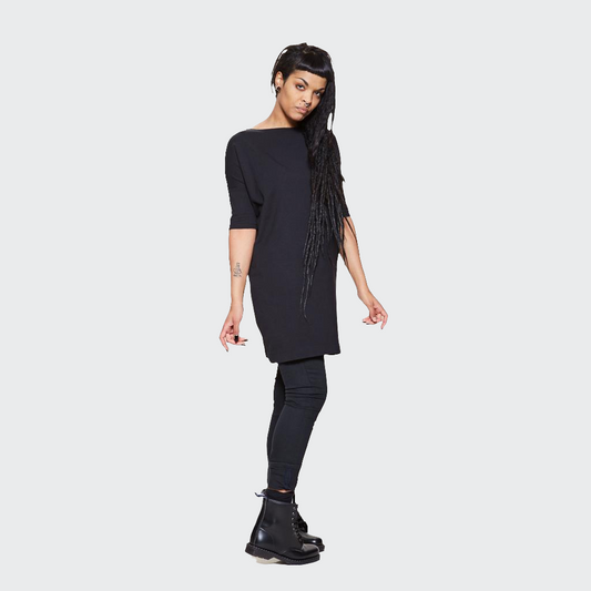 Longshirt mit 1/2-Arm OVERSIZED Jersey schwarz