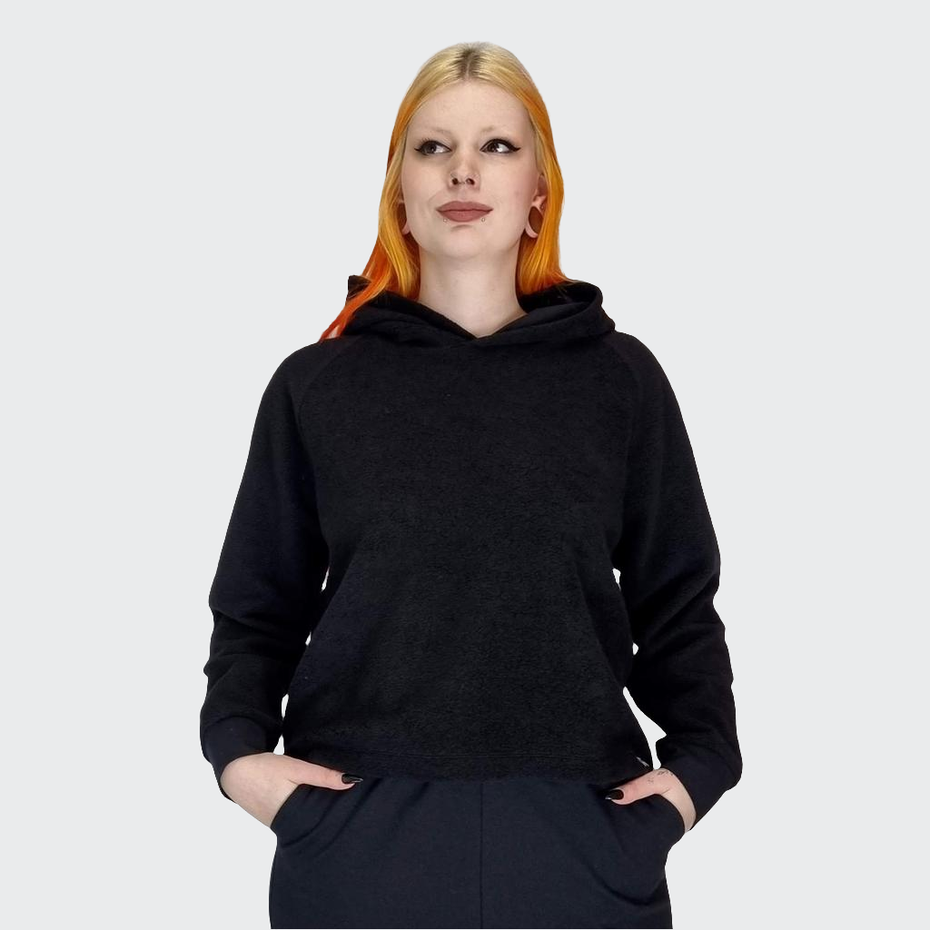 Hoodie BOXY Plüsch schwarz