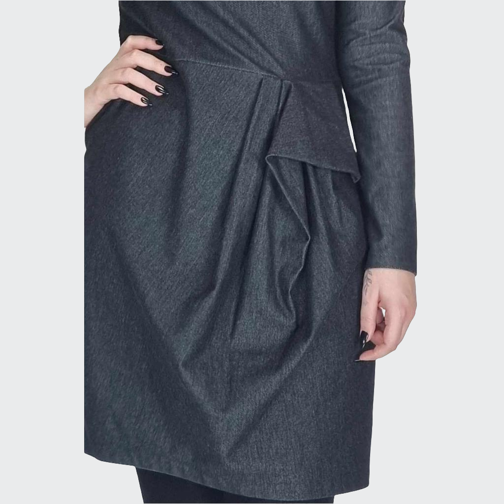 Kleid DRAPE Denim Stretch schwarz