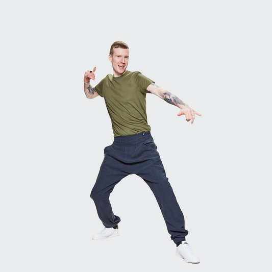 Hose EXTRA BAGGY Leinen blau