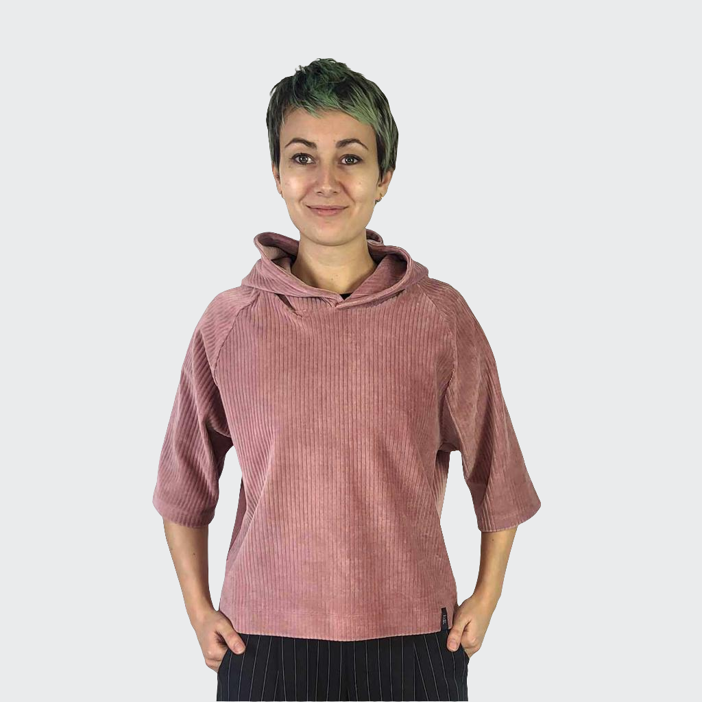 Hoodie BOXY Nickicord rose