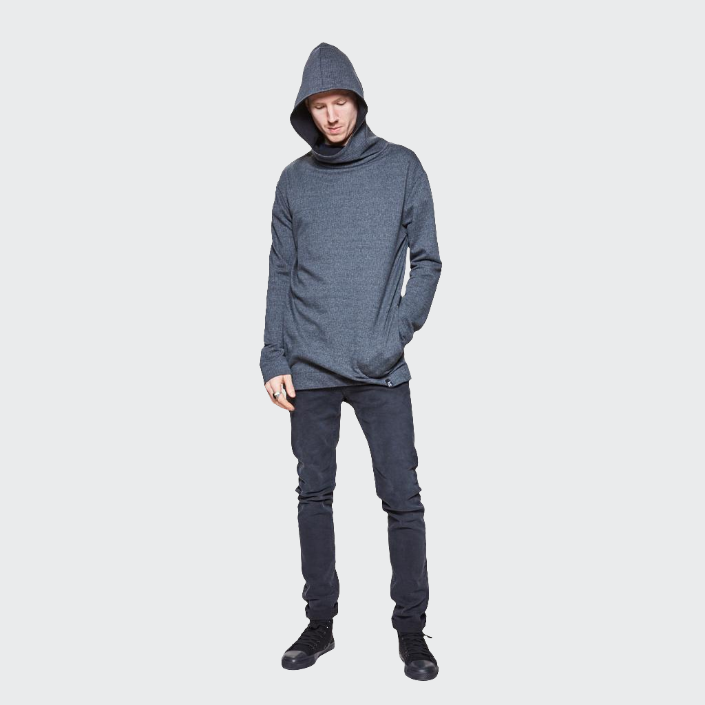 Hoodie LONG Struktur dunkelgrau/schwarz