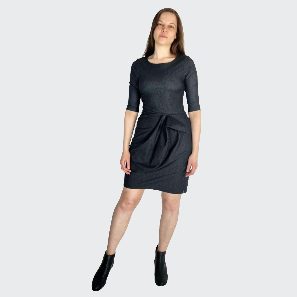 Kleid DRAPE Denim Stretch schwarz
