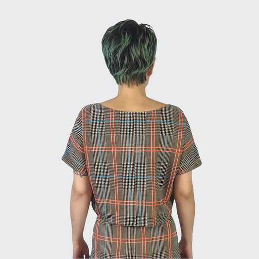 Shirt CROPPED Karo orange/bunt