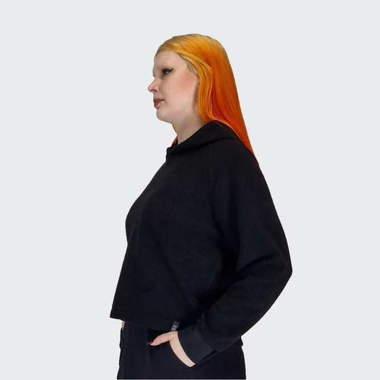 Hoodie BOXY Plüsch schwarz