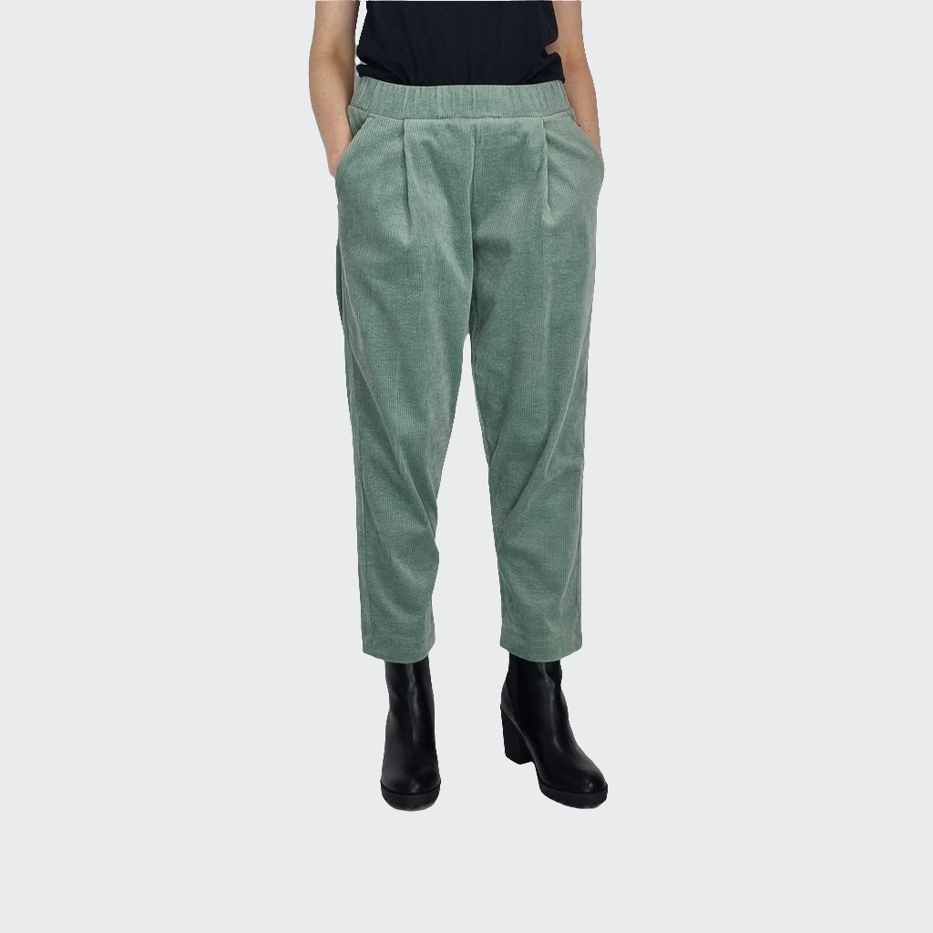 Hose BUNDFALTEN HIGH WAIST Cord mint