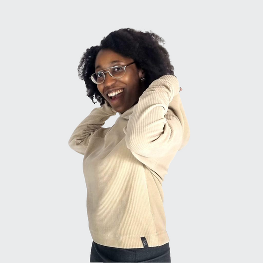 Hoodie BOXY Nickicord sand