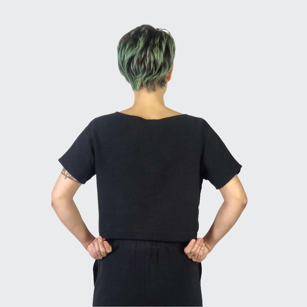 Shirt CROPPED Leinen schwarz